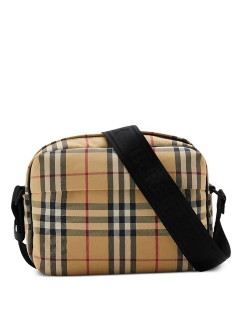 burberry beige vintage check messenger bag|pre owned burberry bags.